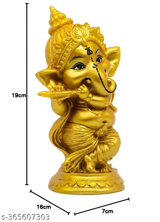 HC VILLA - Ganesha Statue Playing Bansuri for Diwali Decoration Items for Home Gifts