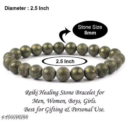 Raw Pyrite Bracelet for Men & Women | Natural Pyrite Stone Money Magnet Bracelet | Wealth, Success & Prosperity Crystal | Healing Energy Manifestation Bracelet | Adjustable Beaded Bracelet