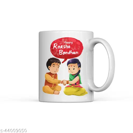 Designer Mug, Rakhi, Greeting Card, Chawal Roli Pack Set (1 Printed Mug, 1 Rakhi, 1 Greeting Card, 1 Roli Chawal Pack)