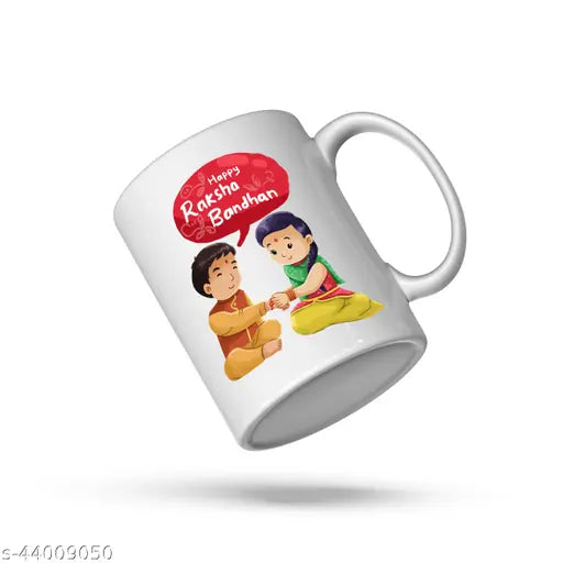 Designer Mug, Rakhi, Greeting Card, Chawal Roli Pack Set (1 Printed Mug, 1 Rakhi, 1 Greeting Card, 1 Roli Chawal Pack)