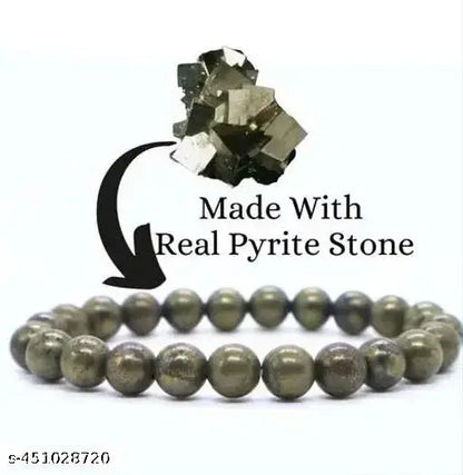 Raw Pyrite Bracelet for Men & Women | Natural Pyrite Stone Money Magnet Bracelet | Wealth, Success & Prosperity Crystal | Healing Energy Manifestation Bracelet | Adjustable Beaded Bracelet