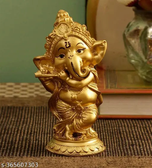 HC VILLA - Ganesha Statue Playing Bansuri for Diwali Decoration Items for Home Gifts