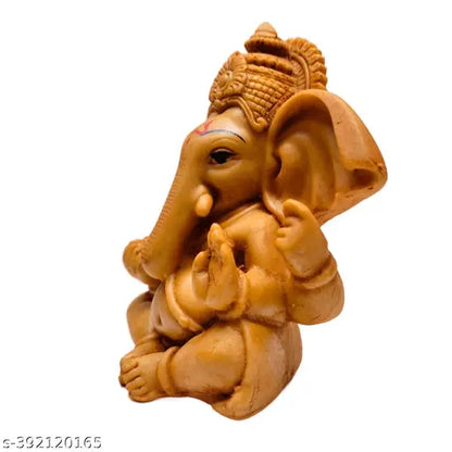 HC VILLA Lord Ganesha Ji Murti | Car Dashboard Brown Resin Bal Ganesh Idol for Home Decor Item Ganpati Statue for Desk & Gift Showpiece - Positive Energy Symbo