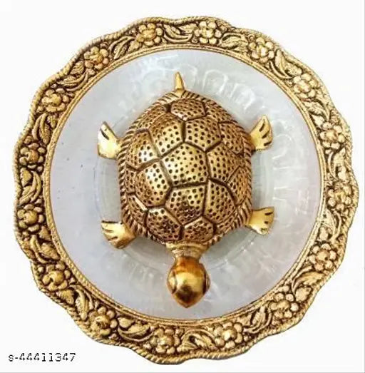 Tortoise In Glass Plate set For Vastu, Home,Temple,Office And Gifting Purpose Luck, Love, Happiness and Prosperity Size L-B-H-14x14x2 cm TCK