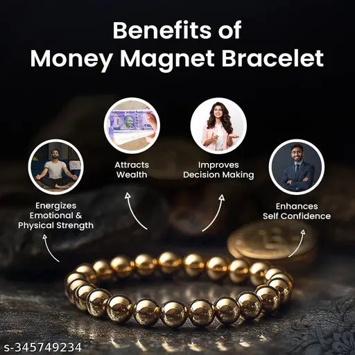 Golden Pyrite Bracelet for Men & Women | 8mm Natural Healing Stone | Business Success & Good Luck