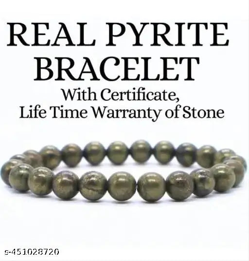 Raw Pyrite Bracelet for Men & Women | Natural Pyrite Stone Money Magnet Bracelet | Wealth, Success & Prosperity Crystal | Healing Energy Manifestation Bracelet | Adjustable Beaded Bracelet