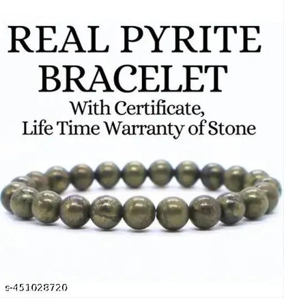 Raw Pyrite Bracelet for Men & Women | Natural Pyrite Stone Money Magnet Bracelet | Wealth, Success & Prosperity Crystal | Healing Energy Manifestation Bracelet | Adjustable Beaded Bracelet