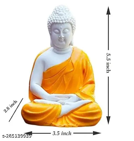 Dopin Premium Rare Handcrafted Polymarble Meditation/Dhyan Lord Figurine/Idol | Decorative/Fengshui/Showpiece (Orange, 5.5-inch) Pack of 1 (Orange)