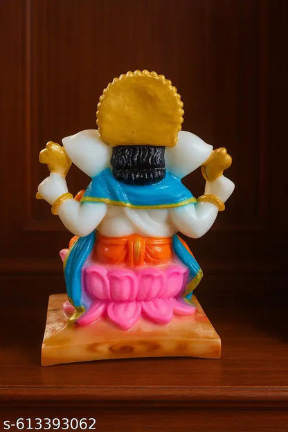ASHA ART Premium Ganesh Ji Idol Marble Finish Murti for Home Temple Decor & Diwali Gift