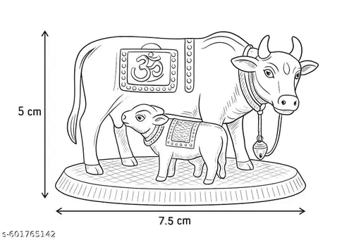 Silver Plated Cow & Calf Idol | Kamdhenu Cow with Calf for Pooja & Home Decor
