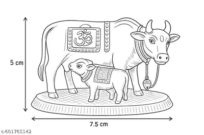 Silver Plated Cow & Calf Idol | Kamdhenu Cow with Calf for Pooja & Home Decor