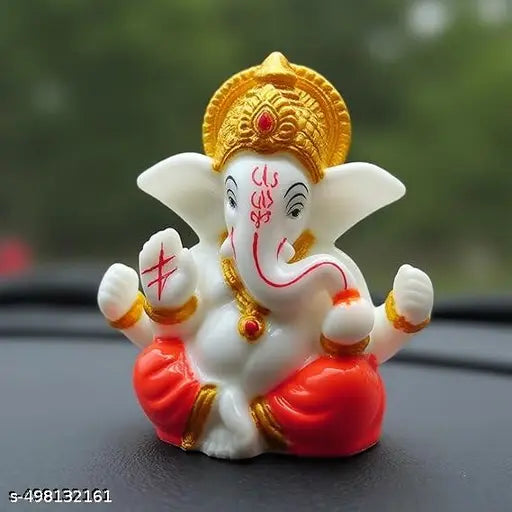 Lord Ganesha Idol for Car Dashboard Idol Figurine Showpiece | Ganesh Temple Mandir Pooja Items | Diwali Gifts Ganpati Car Dashboard