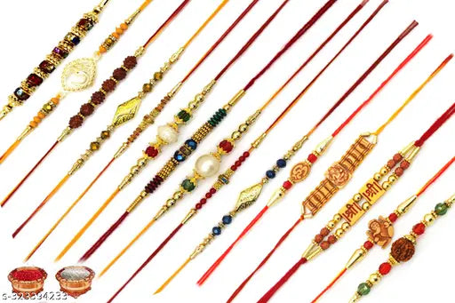 Fashion Factory Designer Rakhi Combo of 15 Rakhi Set for Brother | Rakhi Gift For Brother and Sister | Best Rakhi For Bhai | Stylish Rakhi Set with Roli and Chawal
