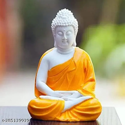 Dopin Premium Rare Handcrafted Polymarble Meditation/Dhyan Lord Figurine/Idol | Decorative/Fengshui/Showpiece (Orange, 5.5-inch) Pack of 1 (Orange)