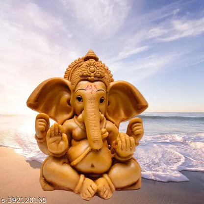 HC VILLA Lord Ganesha Ji Murti | Car Dashboard Brown Resin Bal Ganesh Idol for Home Decor Item Ganpati Statue for Desk & Gift Showpiece - Positive Energy Symbo