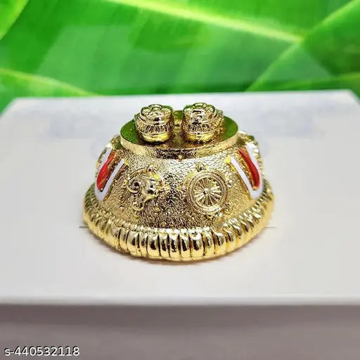 Lord Balaji Charan paduka for Pooja Room & Car Dashboard Antique Gold Finish Venkateswara Feet with Shanku & Chakra Namam | Divine Blessings from Tirupati | 5 cm Polyresin Sculpture