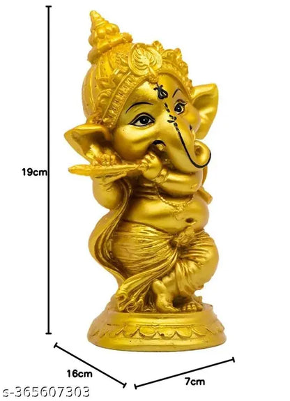 HC VILLA - Ganesha Statue Playing Bansuri for Diwali Decoration Items for Home Gifts