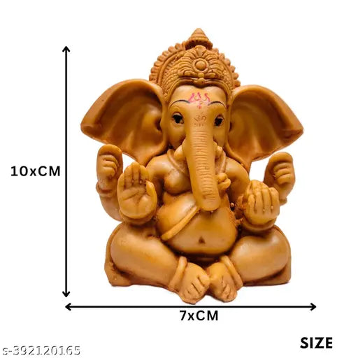HC VILLA Lord Ganesha Ji Murti | Car Dashboard Brown Resin Bal Ganesh Idol for Home Decor Item Ganpati Statue for Desk & Gift Showpiece - Positive Energy Symbo