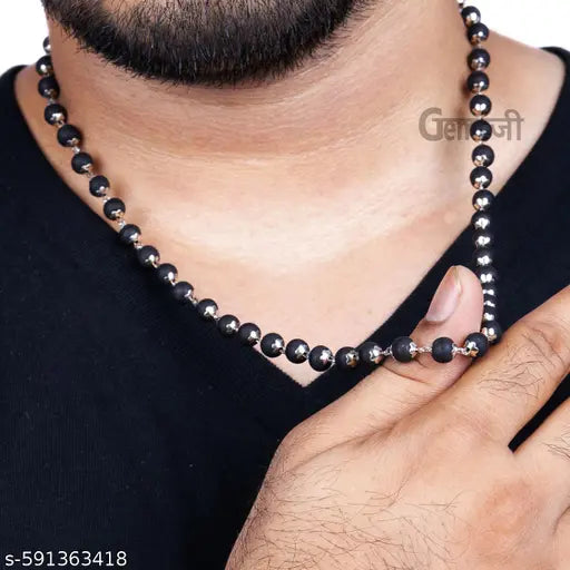 Original Karungali Malai - Natural Ebony Beads Mala With Goverment Lab Test Certification - Authentic Black Ebony Wood 54 Beads German Silver Cap Mala For Meditaon & Spiritual Growth