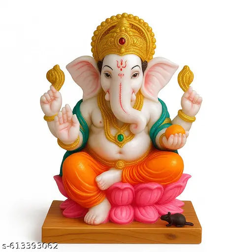 ASHA ART Premium Ganesh Ji Idol Marble Finish Murti for Home Temple Decor & Diwali Gift
