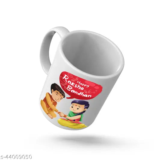 Designer Mug, Rakhi, Greeting Card, Chawal Roli Pack Set (1 Printed Mug, 1 Rakhi, 1 Greeting Card, 1 Roli Chawal Pack)