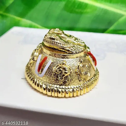 Lord Balaji Charan paduka for Pooja Room & Car Dashboard Antique Gold Finish Venkateswara Feet with Shanku & Chakra Namam | Divine Blessings from Tirupati | 5 cm Polyresin Sculpture