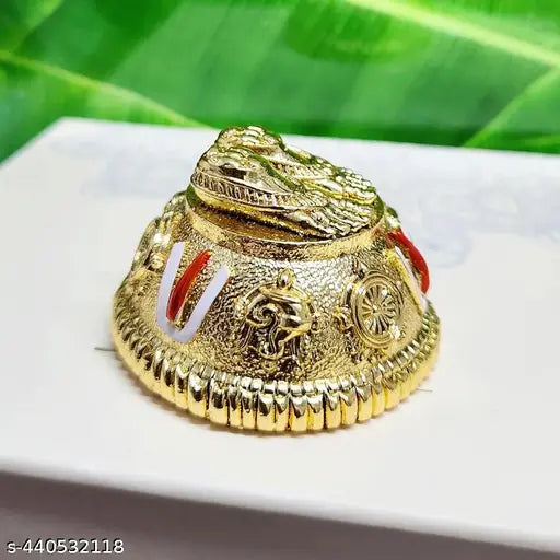 Lord Balaji Charan paduka for Pooja Room & Car Dashboard Antique Gold Finish Venkateswara Feet with Shanku & Chakra Namam | Divine Blessings from Tirupati | 5 cm Polyresin Sculpture
