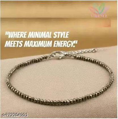 CALMING CRYSTALS Pyrite Anklet 2mm for Women & Girls | Money Attraction Crystal Anklet | Wealth Prosperity Luck Anklet | Golden Pyrite Beads Payal | Healing Stone Anklet | Adjustable Fashion Anklet Bracelet Pack of 1