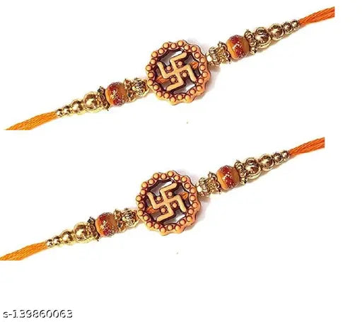 Swastik Rakhi , natural, eco-friendly, handmade rakhi, fancy raksha bandhan set of 2