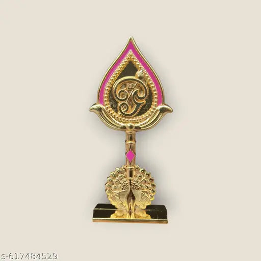 Murugan Vel 9.5cms height With Peacock Kartikeya Skanda Double Sided Metal Show Piece Idol For Car Dashboard Pooja room