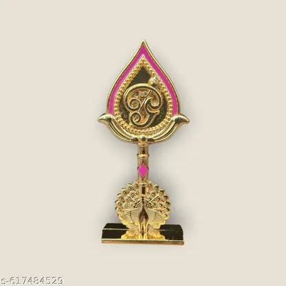 Murugan Vel 9.5cms height With Peacock Kartikeya Skanda Double Sided Metal Show Piece Idol For Car Dashboard Pooja room