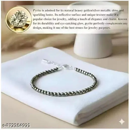 CALMING CRYSTALS Pyrite Anklet 2mm for Women & Girls | Money Attraction Crystal Anklet | Wealth Prosperity Luck Anklet | Golden Pyrite Beads Payal | Healing Stone Anklet | Adjustable Fashion Anklet Bracelet Pack of 1