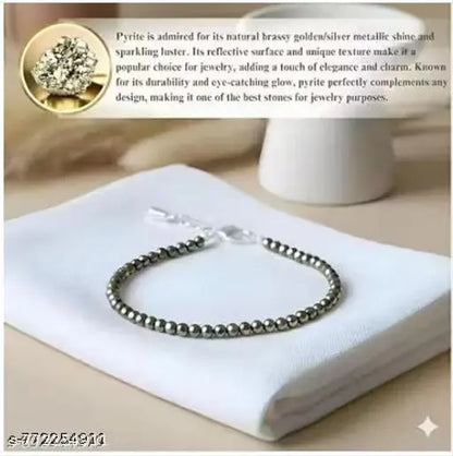 CALMING CRYSTALS Pyrite Anklet 2mm for Women & Girls | Money Attraction Crystal Anklet | Wealth Prosperity Luck Anklet | Golden Pyrite Beads Payal | Healing Stone Anklet | Adjustable Fashion Anklet Bracelet Pack of 1