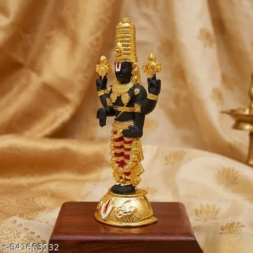 SP Handicrafts Lord Tirupati Balaji Idol for Home Decor - Gold Plated Venkateswara Swamy Statue (6 Inch)