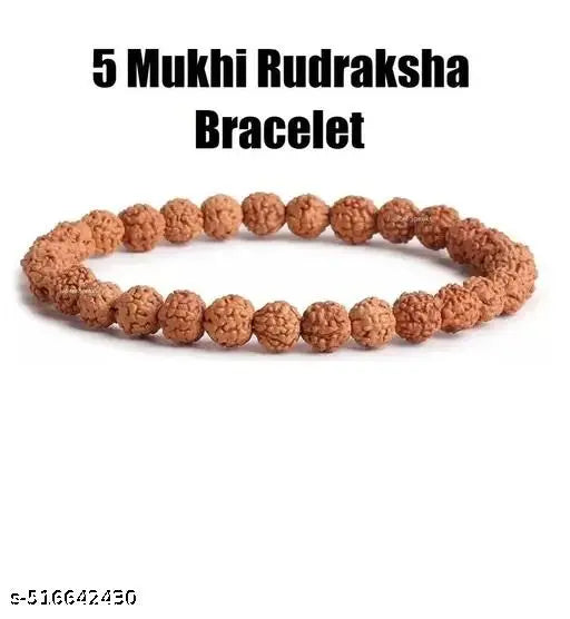 Natural 5 Mukhi Rudraksha Bracelet Five Mukhi Rudraksha for Men and Women